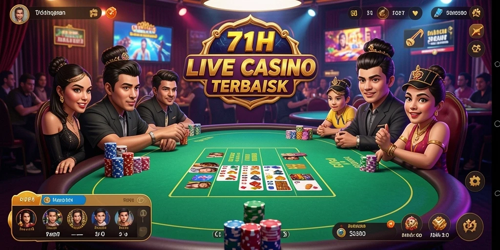 Screenshot gameplay Live Casino menunjukkan dealer profesional dan interaksi pemain.