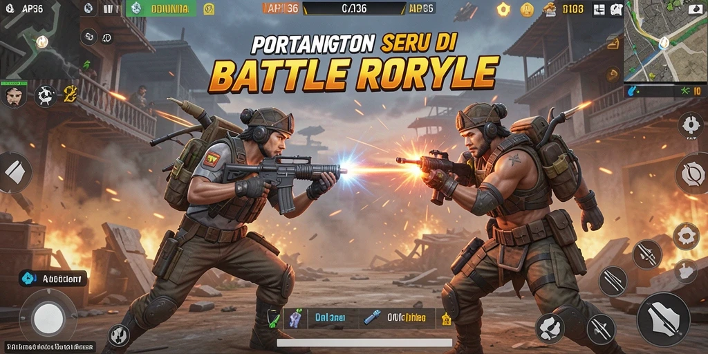 Tangkapan layar menampilkan aksi intens dalam permainan Battle Royale.