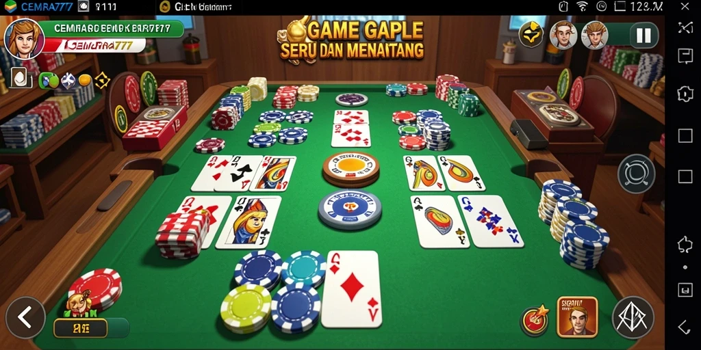 Tampilan gameplay seru CEMARA777 dengan fitur Gaple yang interaktif.