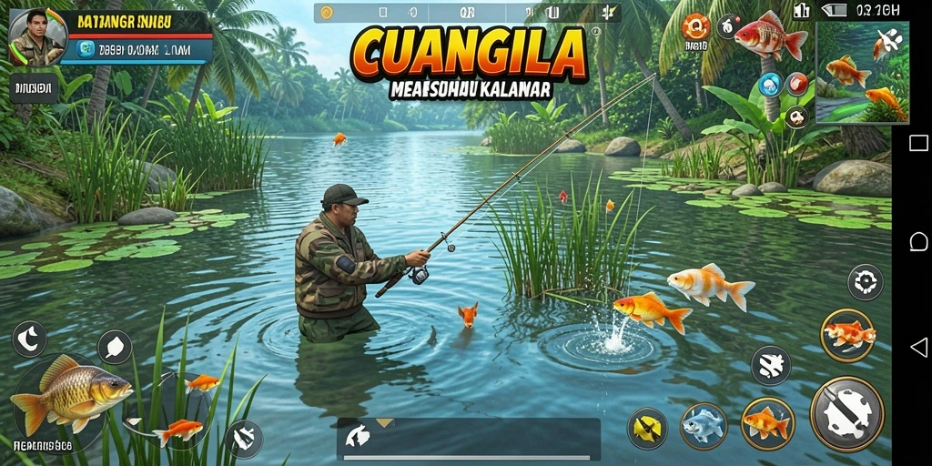 Tangkapan ikan yang besar di game CUANGILA saat memancing.