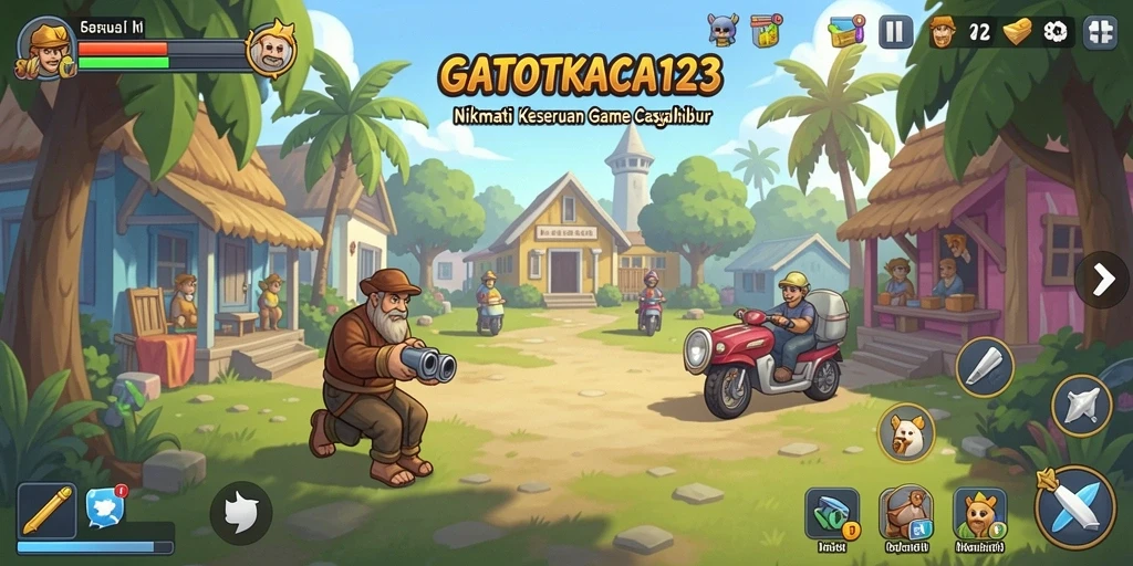 Menampilkan adegan seru dari gameplay GATOTKACA123 yang menghibur.