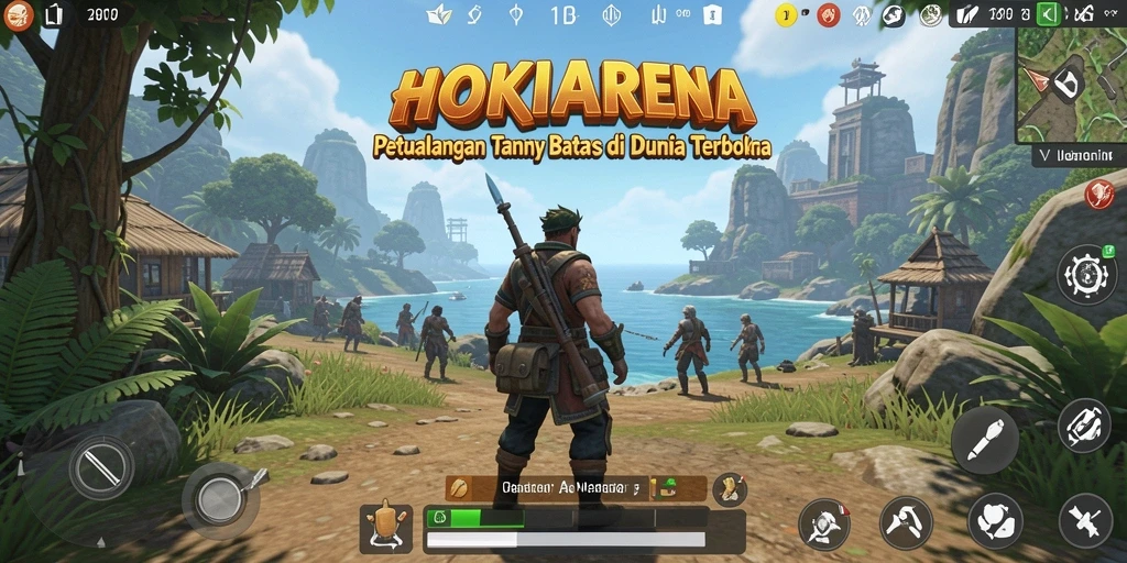 Screenshot HOKIARENA menampilkan petualangan di dunia terbuka yang luas.