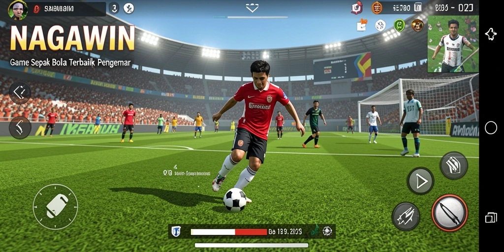 Tampilan gameplay menegangkan dalam permainan sepak bola NAGAWIN.