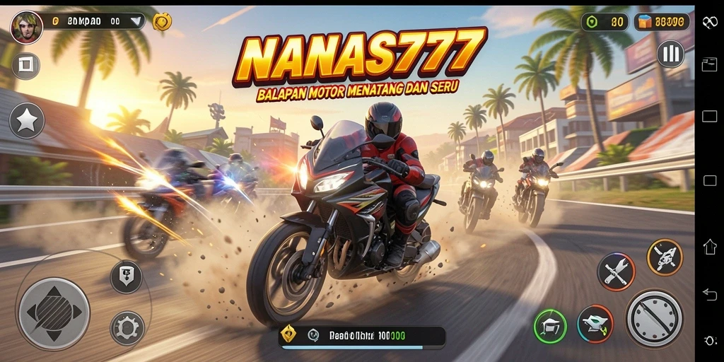 Tampilan menakjubkan dari gameplay balapan motor di NANAS777.