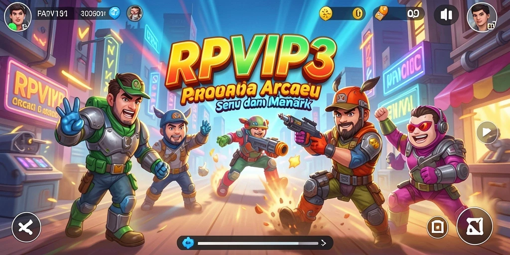 Screenshot utama RPVIP3 menampilkan momen seru dalam gameplay Arcade.