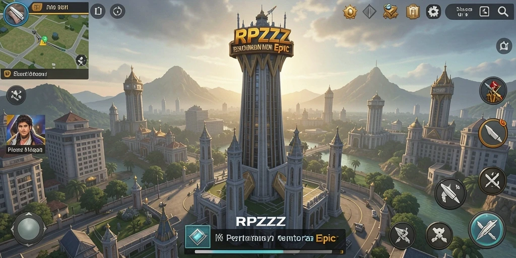 Screenshot utama RPZZZ menampilkan aksi menara pertahanan yang mendebarkan.