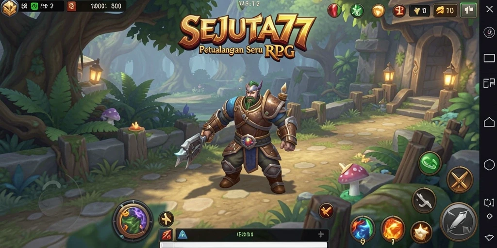 Screenshot gameplay SEJUTA77 menunjukkan karakter beraksi dalam dunia fantasi.