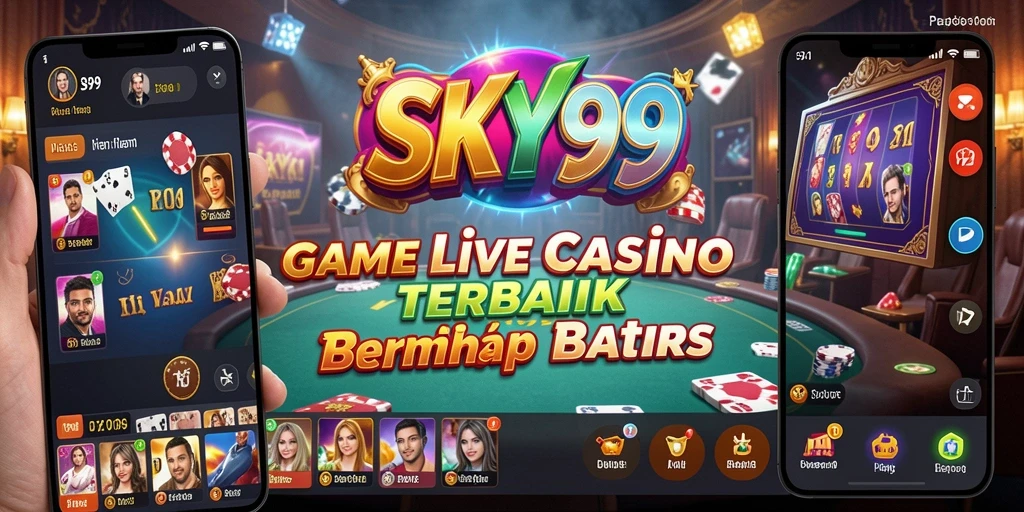 Screenshot <strong>SKY99</strong> menampilkan dealer langsung dalam permainan kasino.